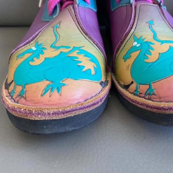 Funky 'Dragon' above-ankle booties US 7 leather lace-up multicolour - Picture 3 of 16